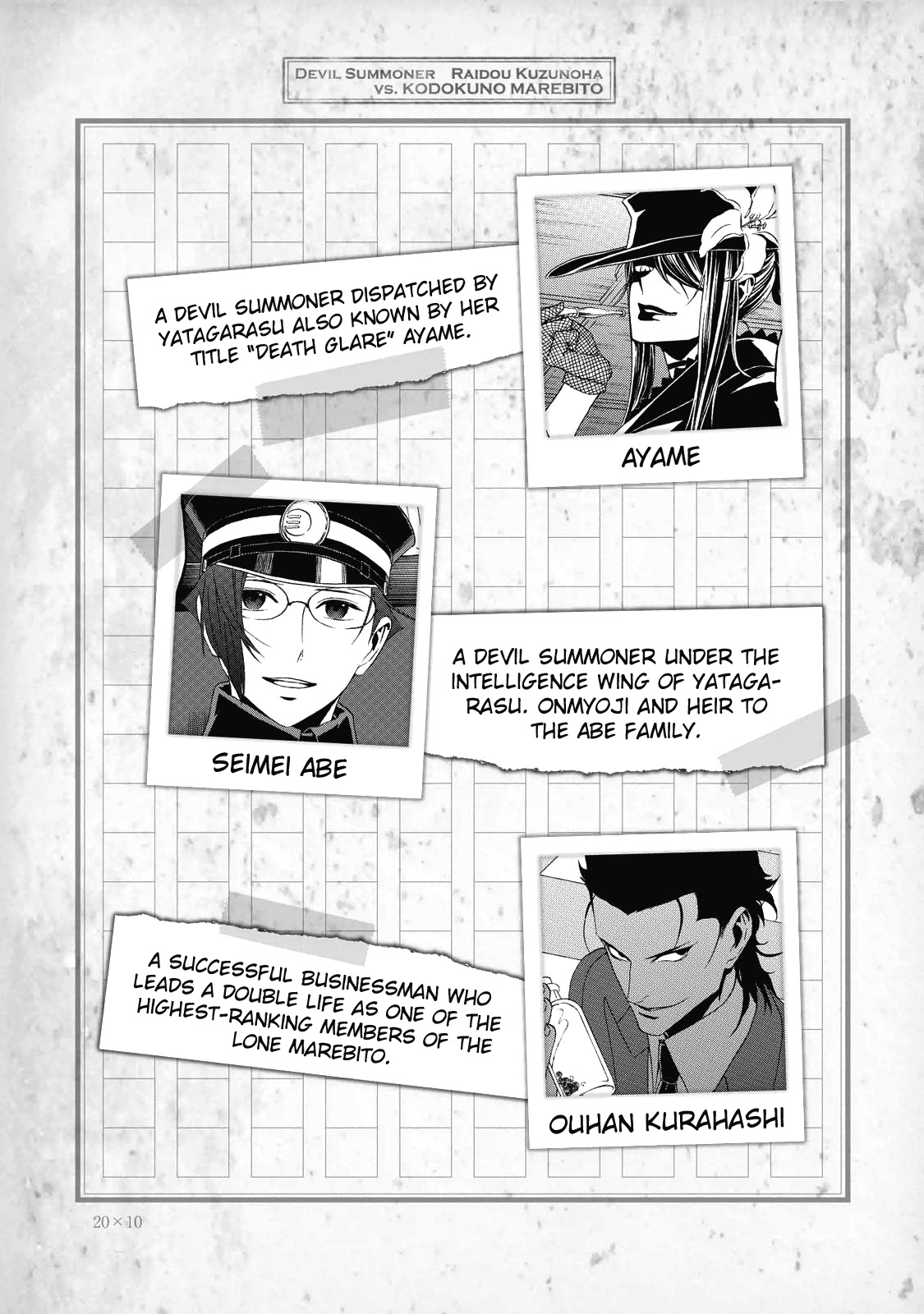 Shin Megami Tensei: Devil Summoner - Kuzunoha Raidou Tai Kodokuno Marebito - Vol.5 Chapter 29.5: Character Settings