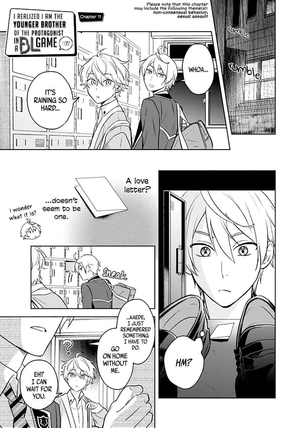 I Realized I Am The Younger Brother Of The Protagonist In A Bl Game - Chapter 11