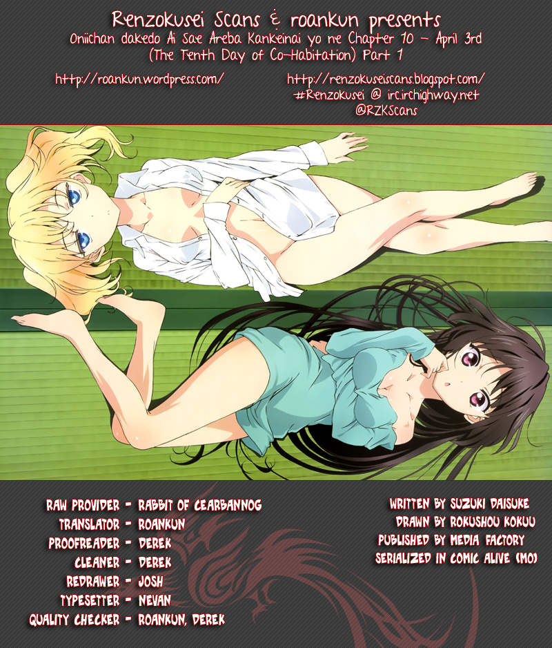 Oniichan Dakedo Ai Sae Areba Kankeinai Yo Ne - Vol.2 Chapter 10 : April 3Rd (The Tenth Day Of Cohabitation) Part 1