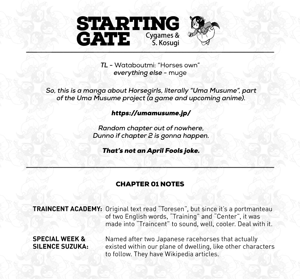 Starting Gate - Chapter 1 : Race 1 - Special Today!