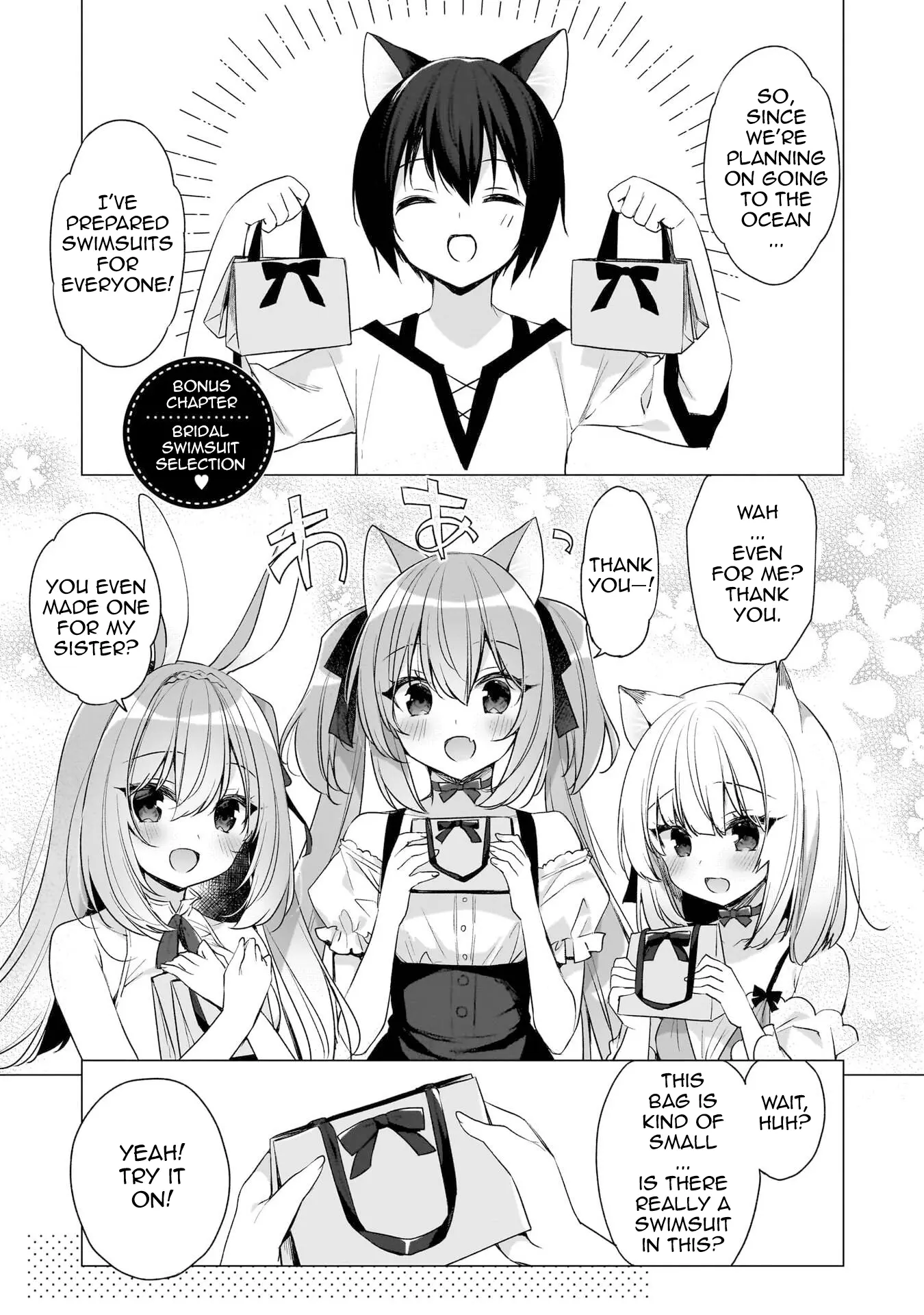 Boku No Risou No Isekai Seikatsu ~Tensei Shitara Kemomimi Musume Darake No Sekai De Harem Ni~ - Vol.2 Chapter 11.1: Bridal Swimsuit Selection