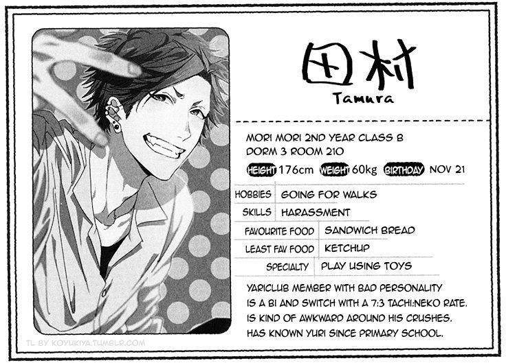 Yarichin Bitch Club - Vol.1 Chapter 8.5 : Character Profiles