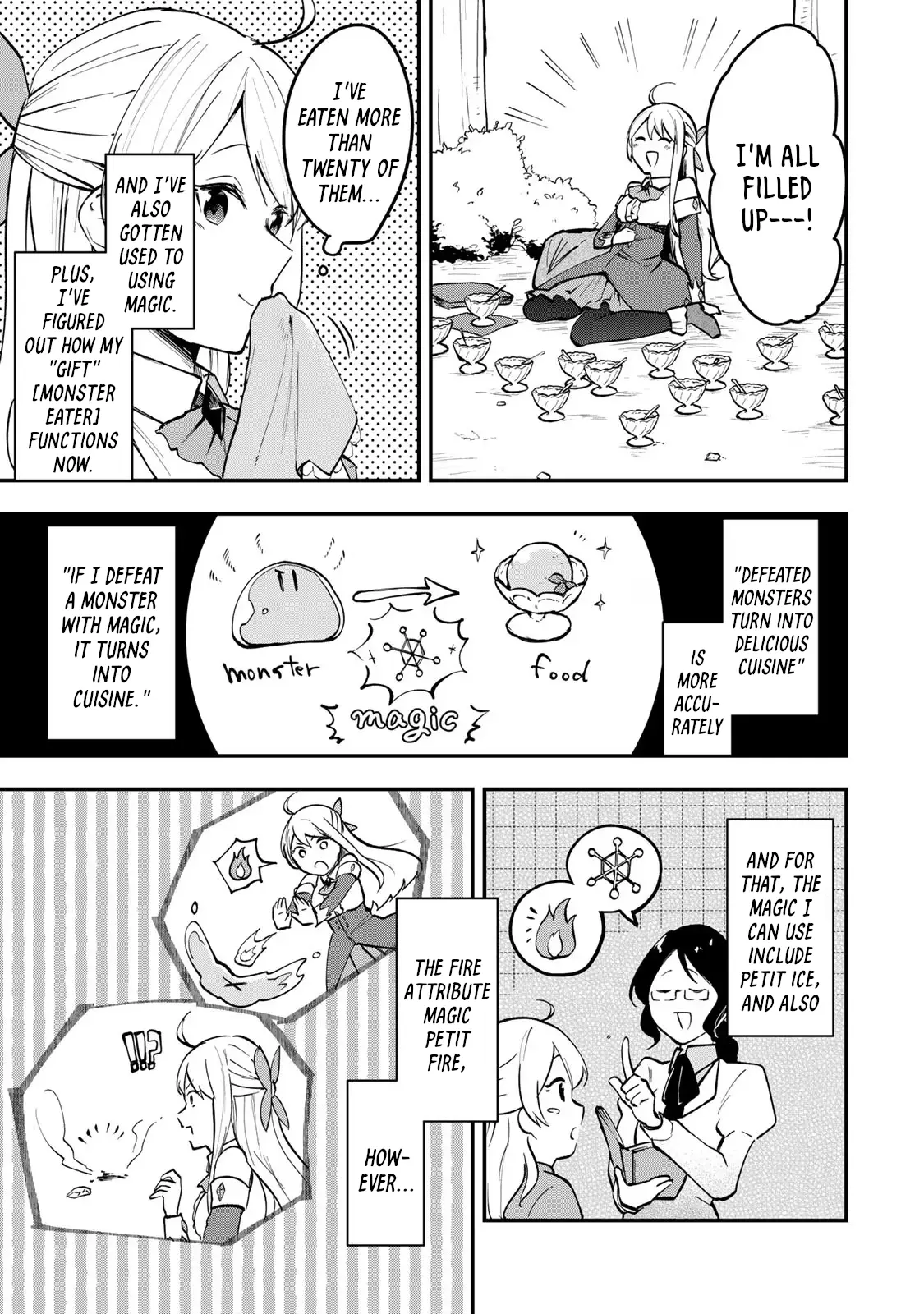 Tsuihousareta Ojou-Sama No "Monster Wo Taberu Hodo Tsuyoku Naru" Skill Wa, 1-Shoku De 1 Level Up Suru Zendaimimon No Saikyou Skill Deshita. 3-Nichi De Jinrui Saikyou Ni Narimashita Wa~! - Vol.1 Chapter 1: Gobbling Up Slime Sherbet!