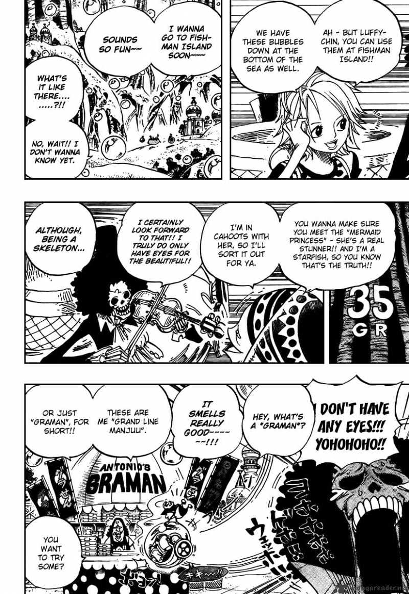 One Piece - Chapter 497 : Adventure On The Islands Of The Dancing Bubbles