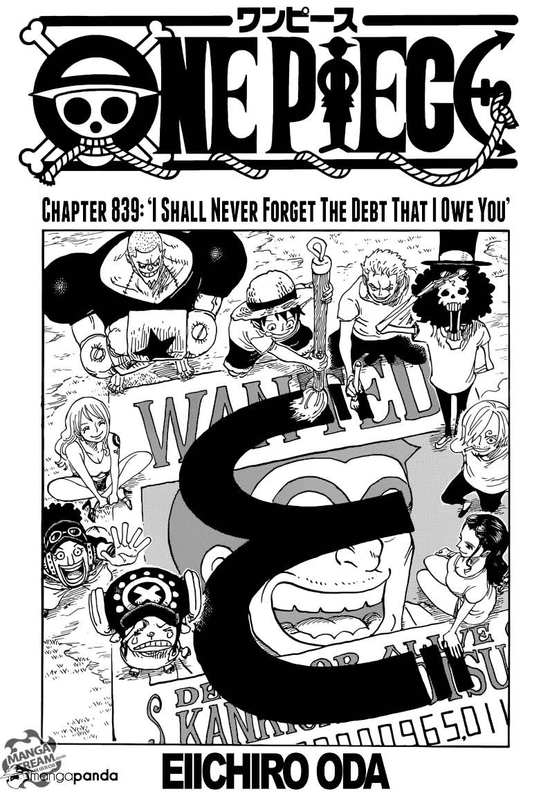 One Piece - Chapter 839 : I Shall Never Forget The Debt That I Owe You