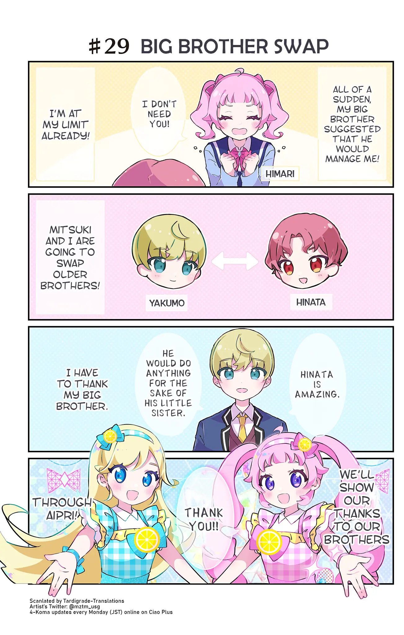 Himitsu No Aipri Full Color Osarai 4-Koma - Chapter 29: Big Brother Swap