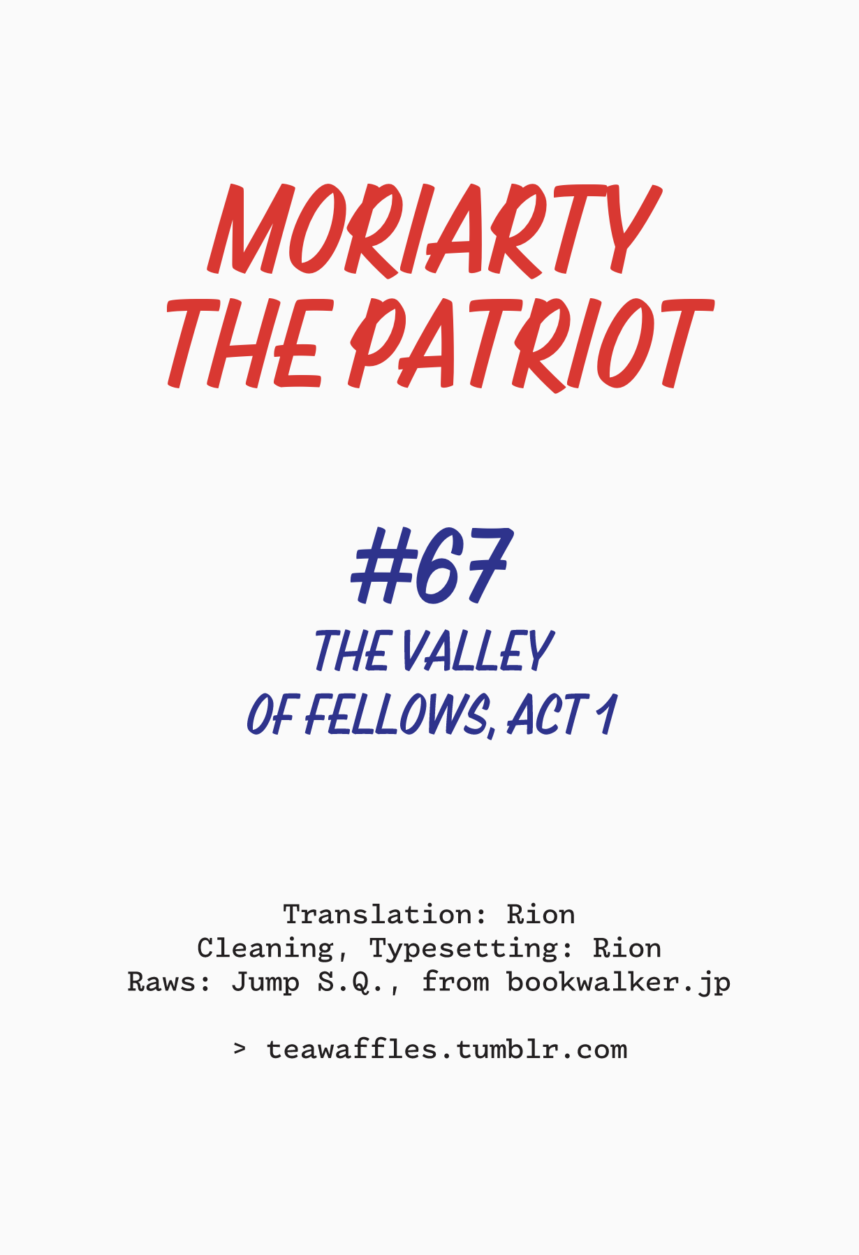 Yukoku No Moriarty - Chapter 67: The Valley Of Fellows, Act 1