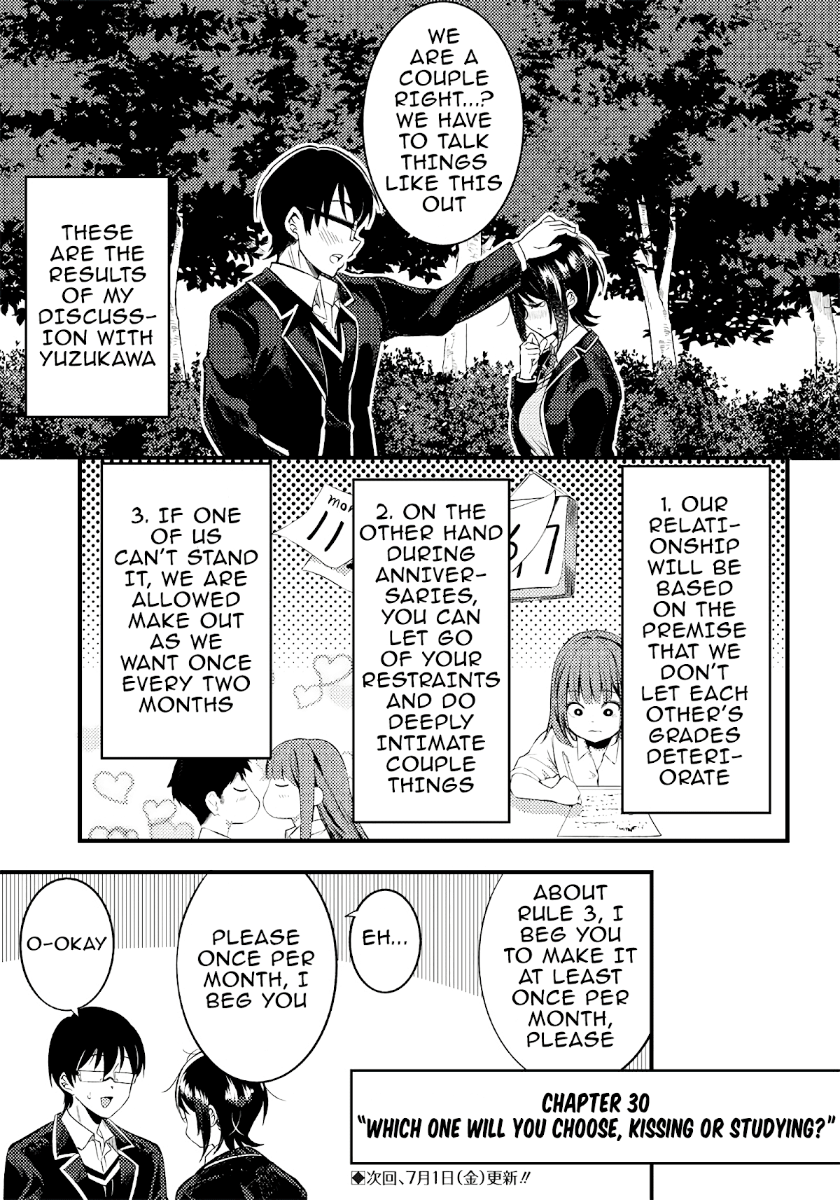 Yuzukawa-San Wa, Sasshite Hoshii. - Chapter 30: Which One Will You Choose, Kissing Or Studying?