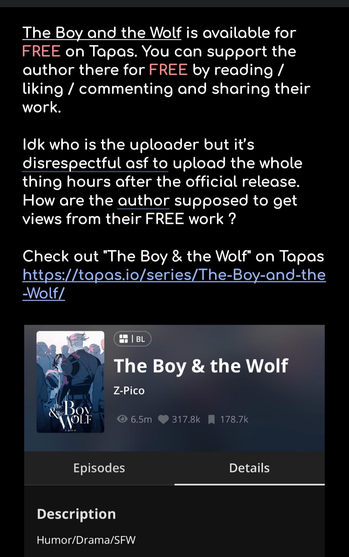 The Boy And The Wolf - Notice