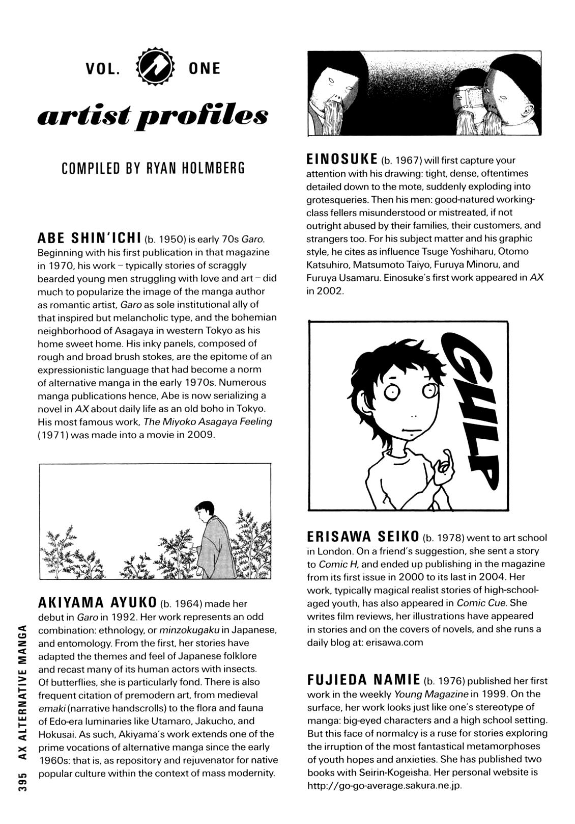 Ax - Alternative Manga - Chapter 35.5: Artist Profiles, Compiled By Ryan Holmberg