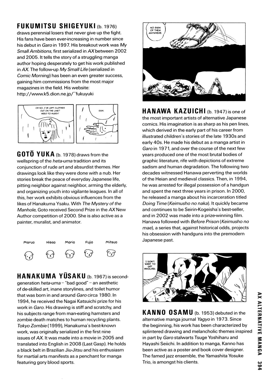 Ax - Alternative Manga - Chapter 35.5: Artist Profiles, Compiled By Ryan Holmberg