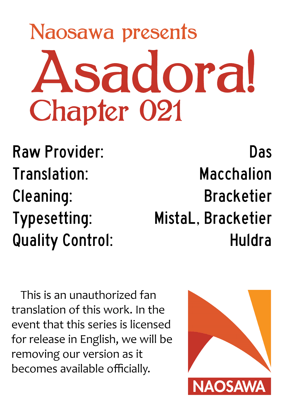 Asadora! - Vol.3 Chapter 21: Letter