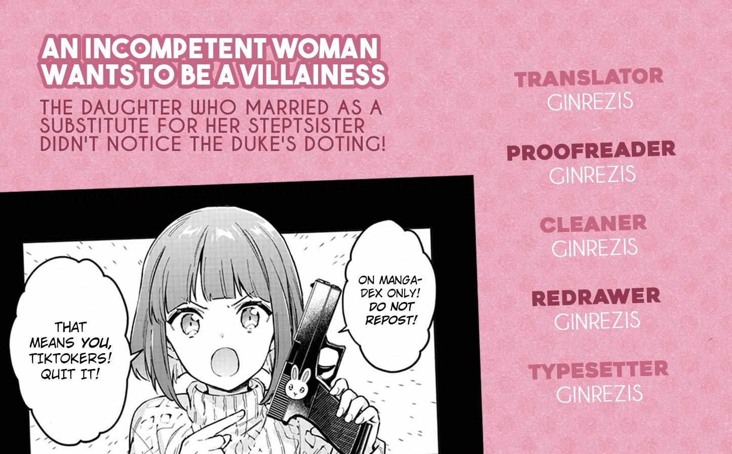 An Incompetent Woman Wants To Be A Villainess ~The Young Lady Who Married As A Substitute For Her Stepsister Didn't Notice The Duke's Doting~ - Chapter 2