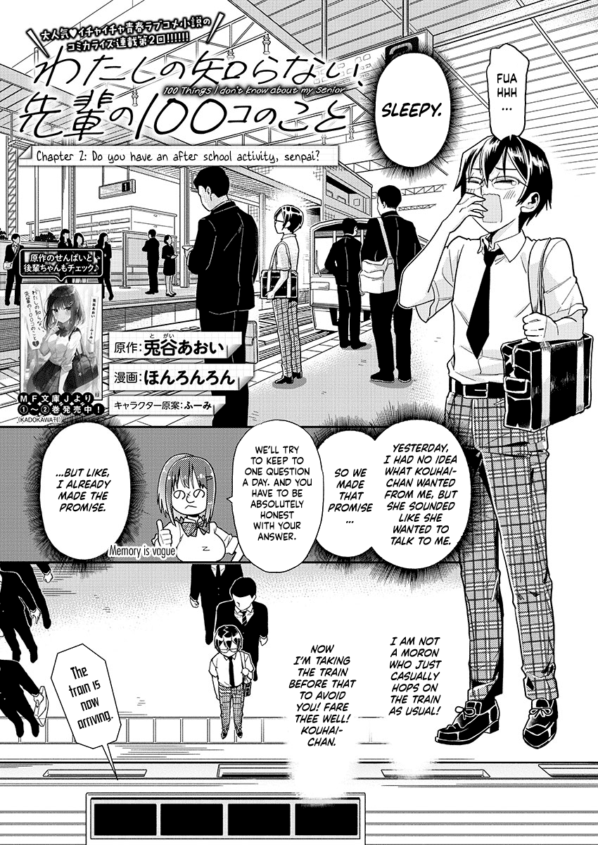 Watashi No Shiranai Senpai No 100 Ko No Koto - Chapter 2: Do You Have An After School Activity, Senpai?