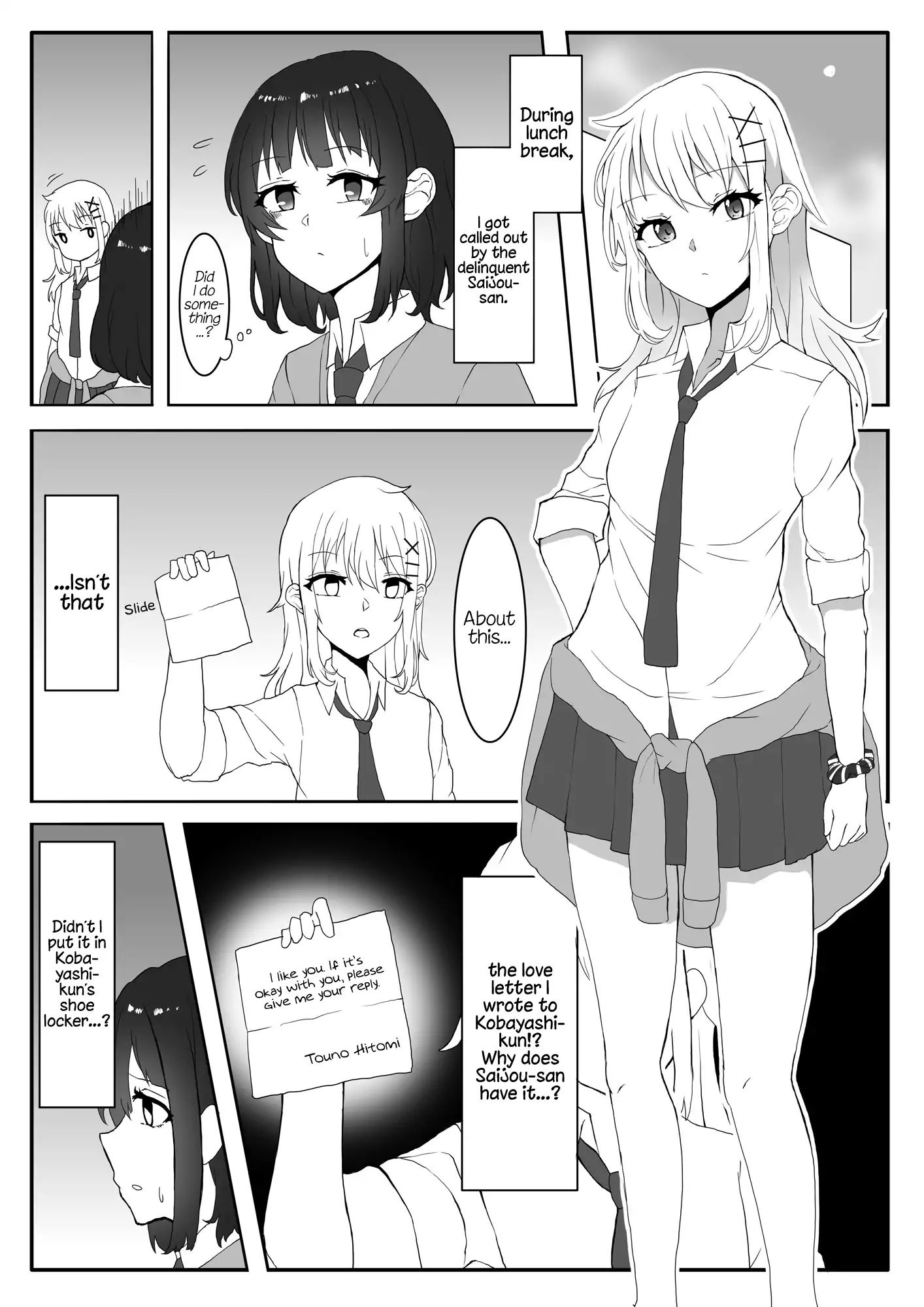 A Yuri Manga Between A Delinquent And A Quiet Girl That Starts From A Misunderstanding - Chapter 1