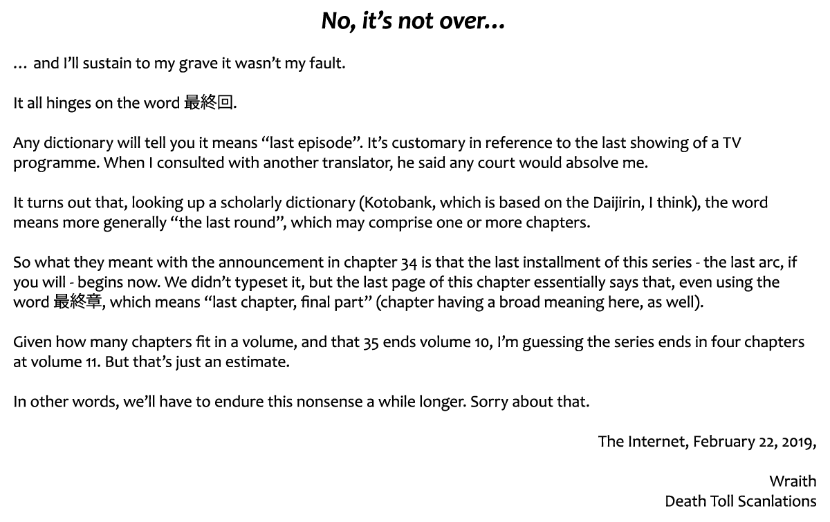 Kon'ya Wa Tsuki Ga Kirei Desu Ga, Toriaezu Shine - Vol.10 Chapter 35: The End