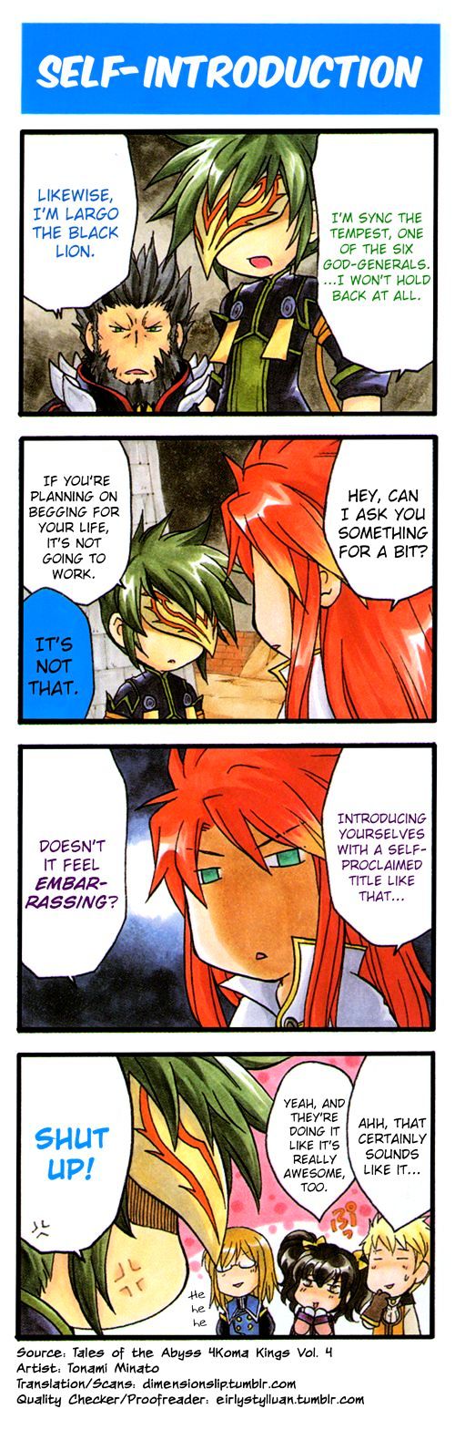 Tales Of The Abyss 4Koma Kings - Chapter 11 : V4 	Self-Introduction