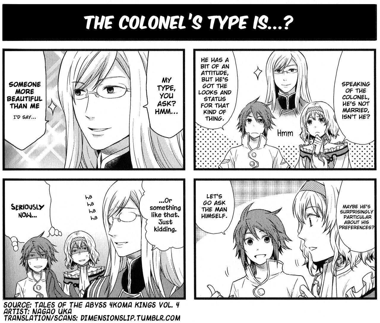 Tales Of The Abyss 4Koma Kings - Chapter 95 : V4 The Colonel's Type Is...?