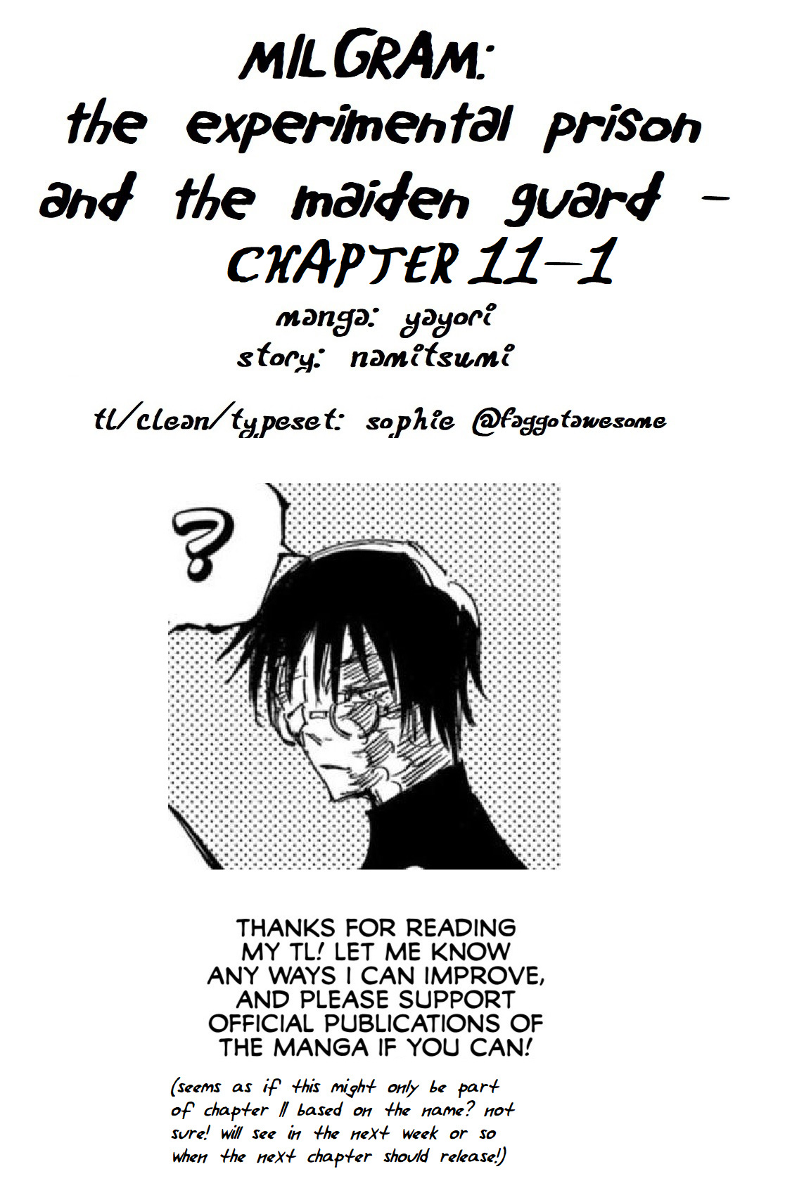 Milgram: Jikken Kangoku To Kanshu No Shoujo - Vol.3 Chapter 11.1: My Name.