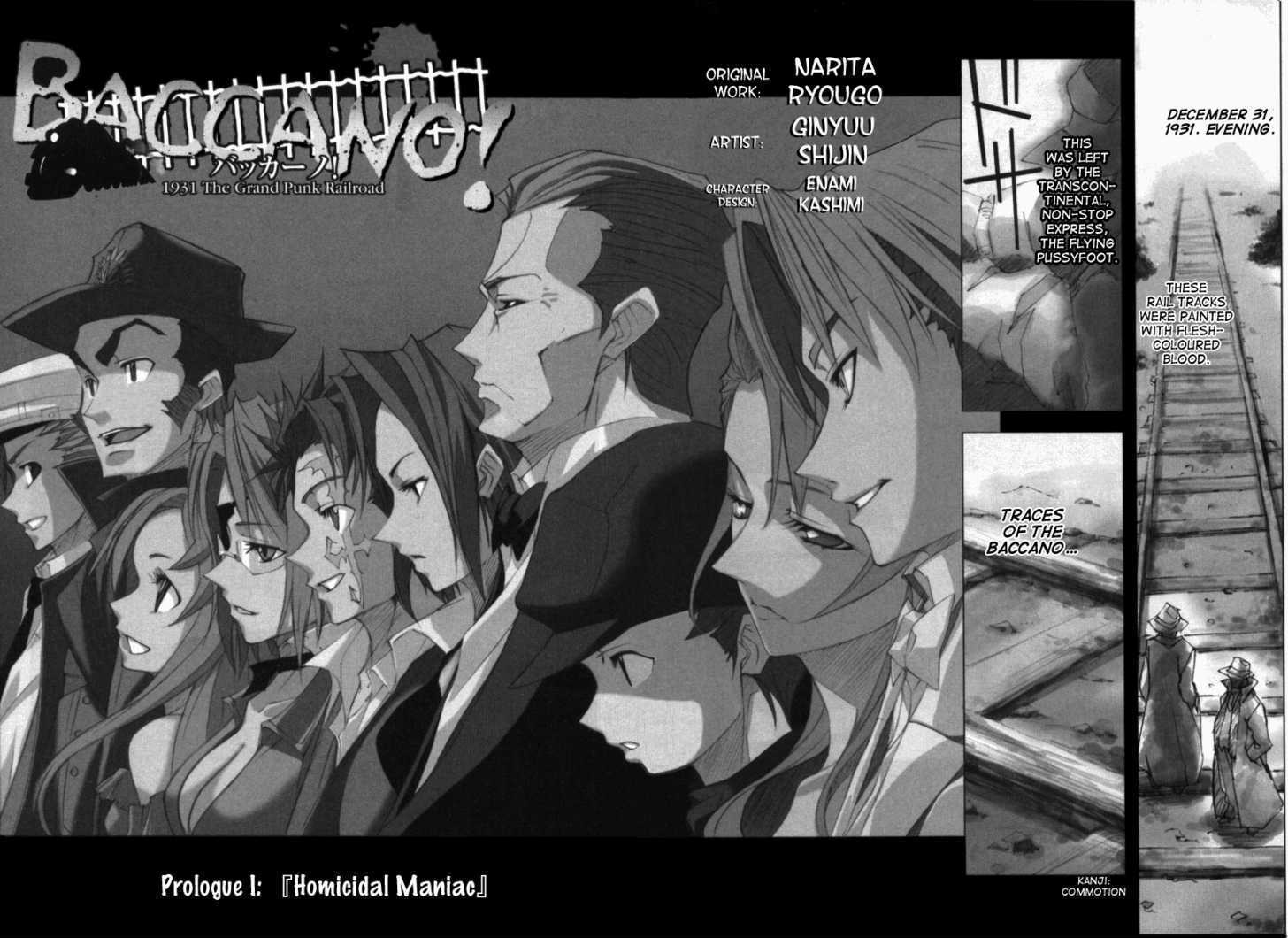 Baccano! 1931 The Grand Punk Railroad - Vol.01 Chapter 1 : Prologue I: Homicidal Maniac