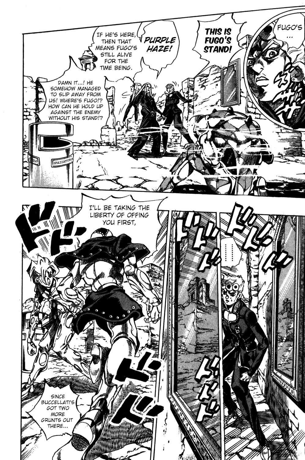 Jojo's Bizarre Adventure Part 5 - Vento Aureo - Vol.5 Chapter 41: Man In The Mirror And Purple Haze Part 2