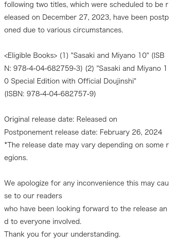 Sasaki To Miyano - Notice