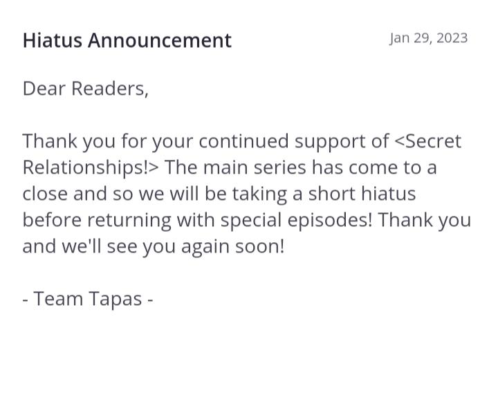 Secret Relationship - Hitaus. : Hiatus