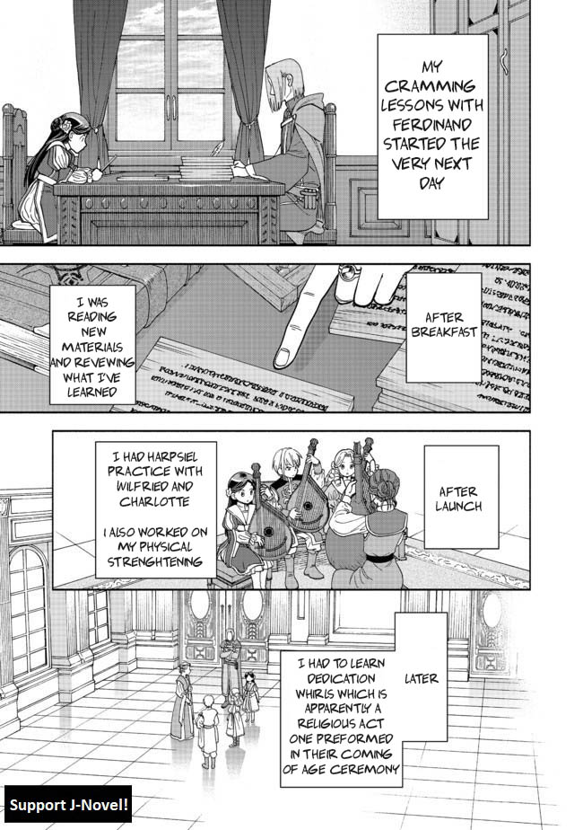 Honzuki No Gekokujou ~Shisho Ni Naru Tame Ni Wa Shudan Wo Erandeiraremasen~ Dai 4-Bu 「 Kizokuin No Toshokan Wo Sukuitai!」 - Vol.1 Chapter 2: Dinner And Cramming Course