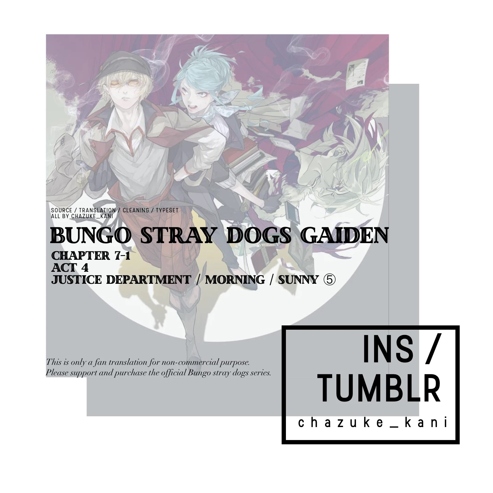 Bungou Stray Dogs Gaiden: Ayatsuji Yukito Vs. Kyougoku Natsuhiko - Chapter 7.1: Act 4: Justice Department/Morning/Sunny ⑤