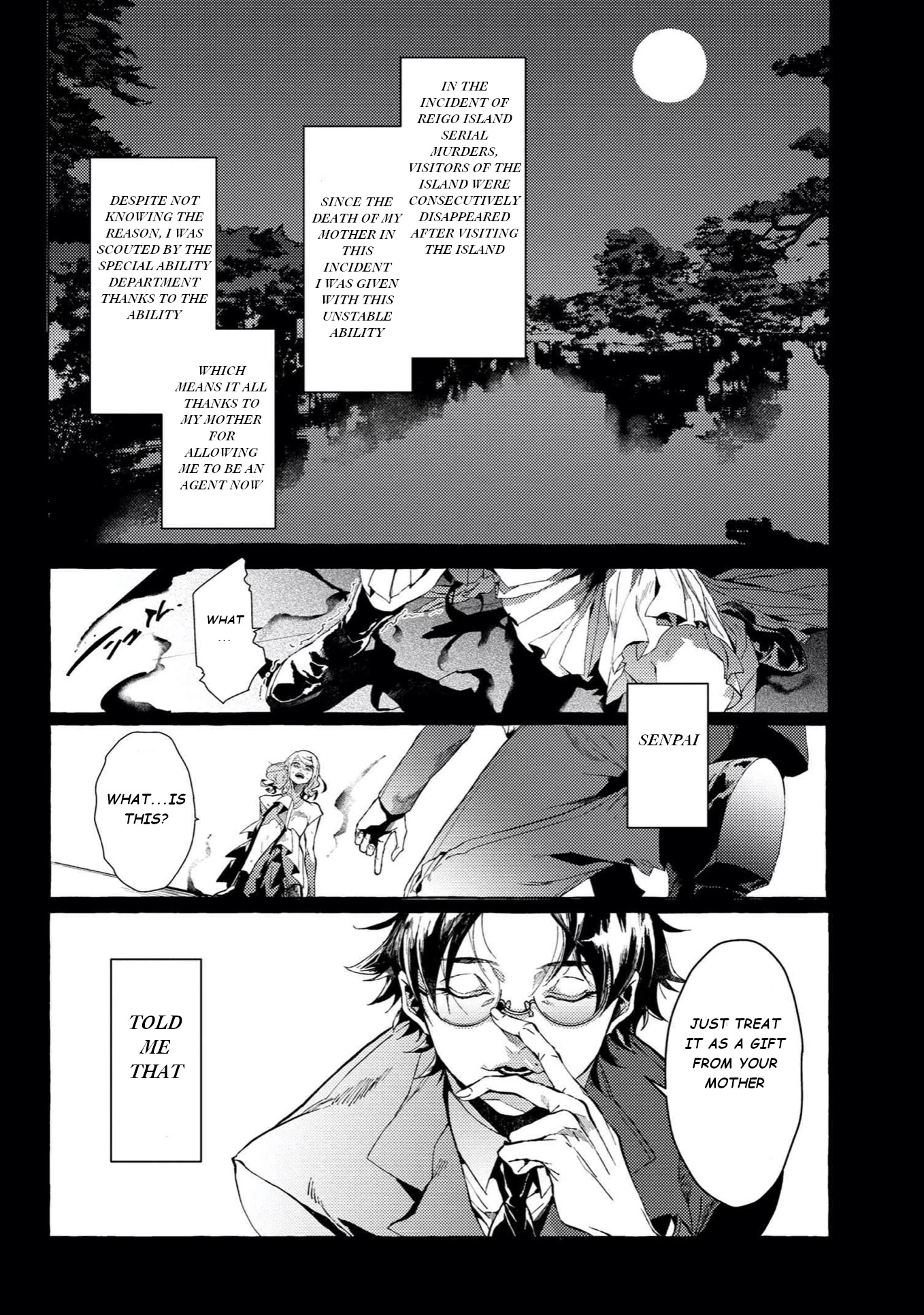 Bungou Stray Dogs Gaiden: Ayatsuji Yukito Vs. Kyougoku Natsuhiko - Chapter 5.1: Act 4: Justice Department/Morning/Sunny ①