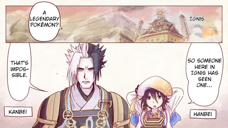 Pokemon Conquest: Ransei's Colour Picture Scroll - Chapter 3 : The Yellow Scroll: Hanbei & Kanbei