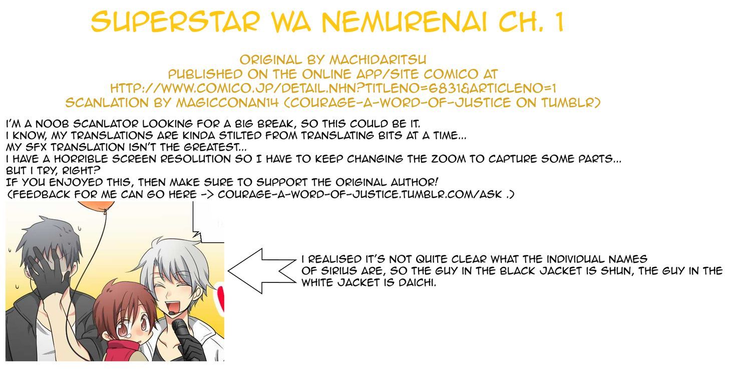 Superstar Wa Nemurenai. - Chapter 1