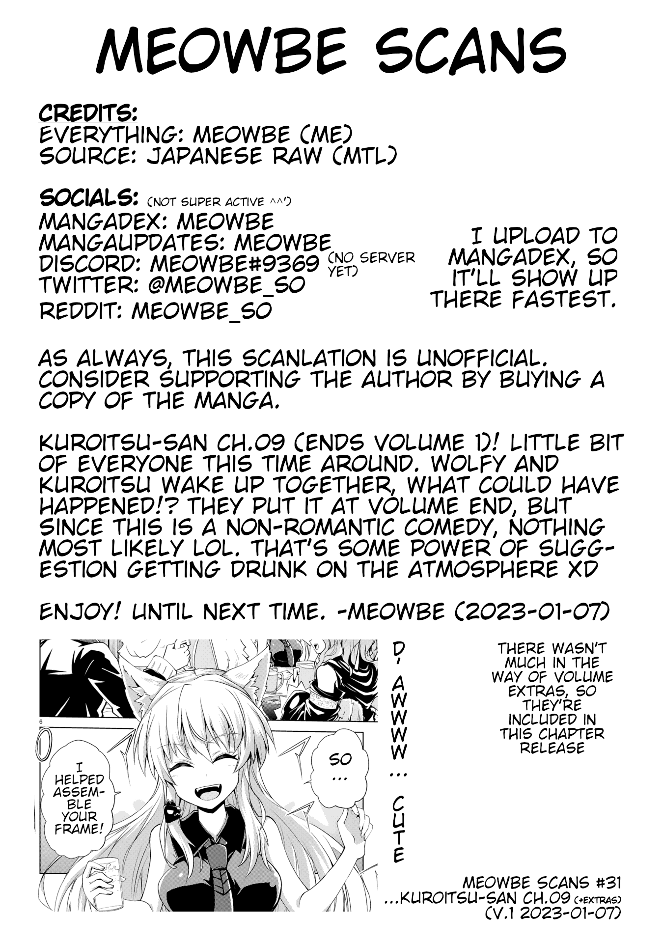 Kuroitsu-San In The Superhuman Research & Development Department - Chapter 9: Monster Work Recognition Party