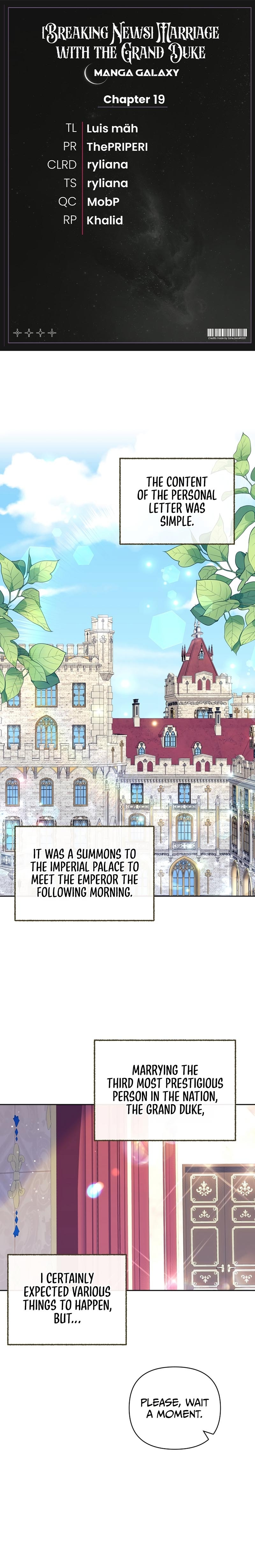 [Breaking News] Marriage With The Grand Duke - Chapter 19