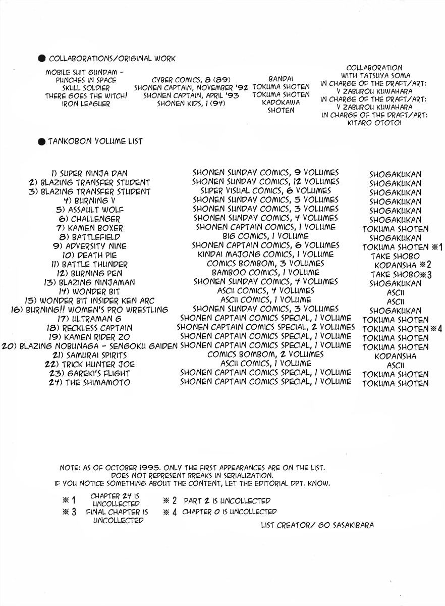 The Shimamoto - Vol.1 Chapter 4.1: Kazuhiko Shimamoto Works List