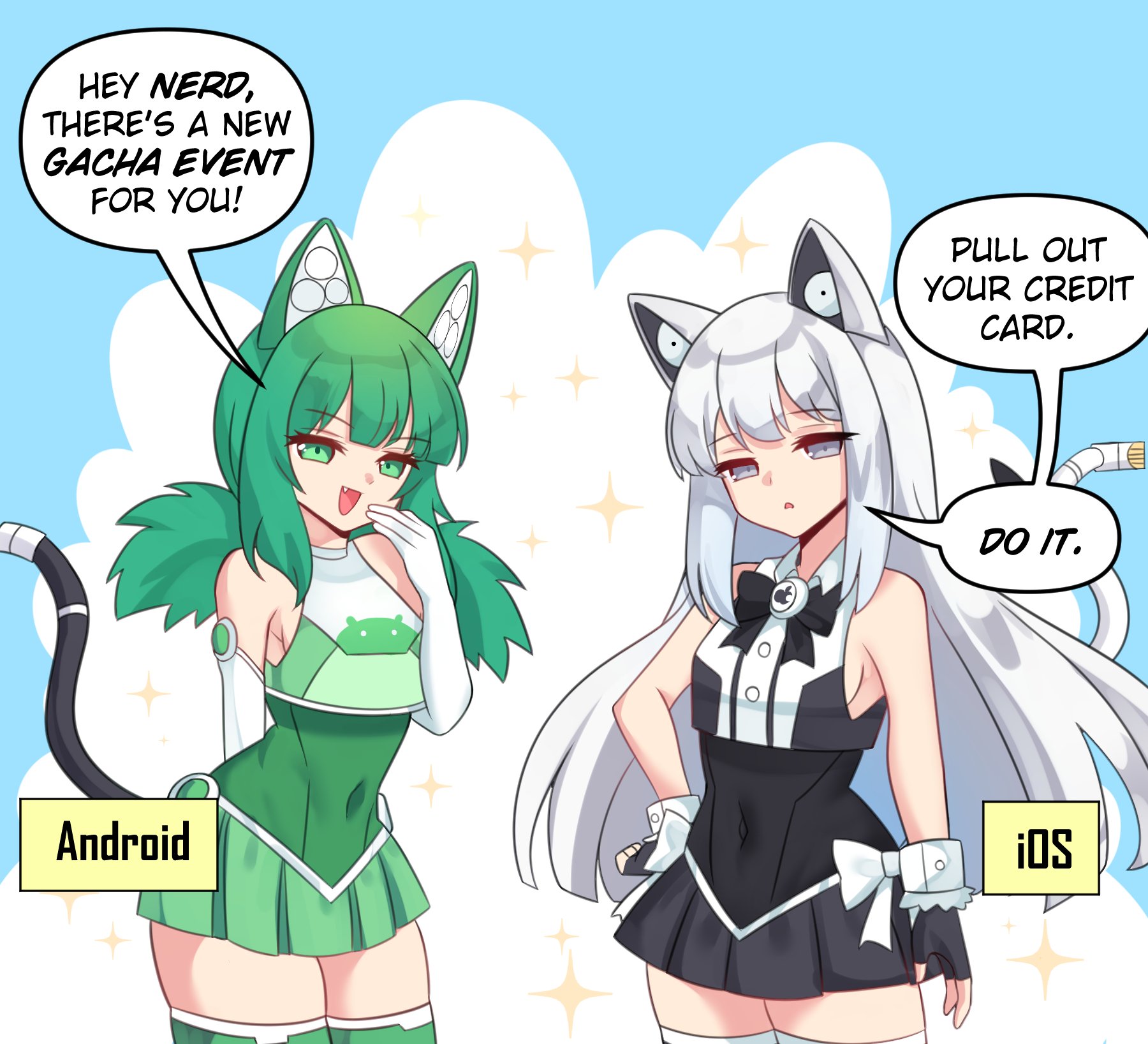 Meme Girls - Chapter 69.1: Ios &Amp; Android Bully You Into Buying Gacha