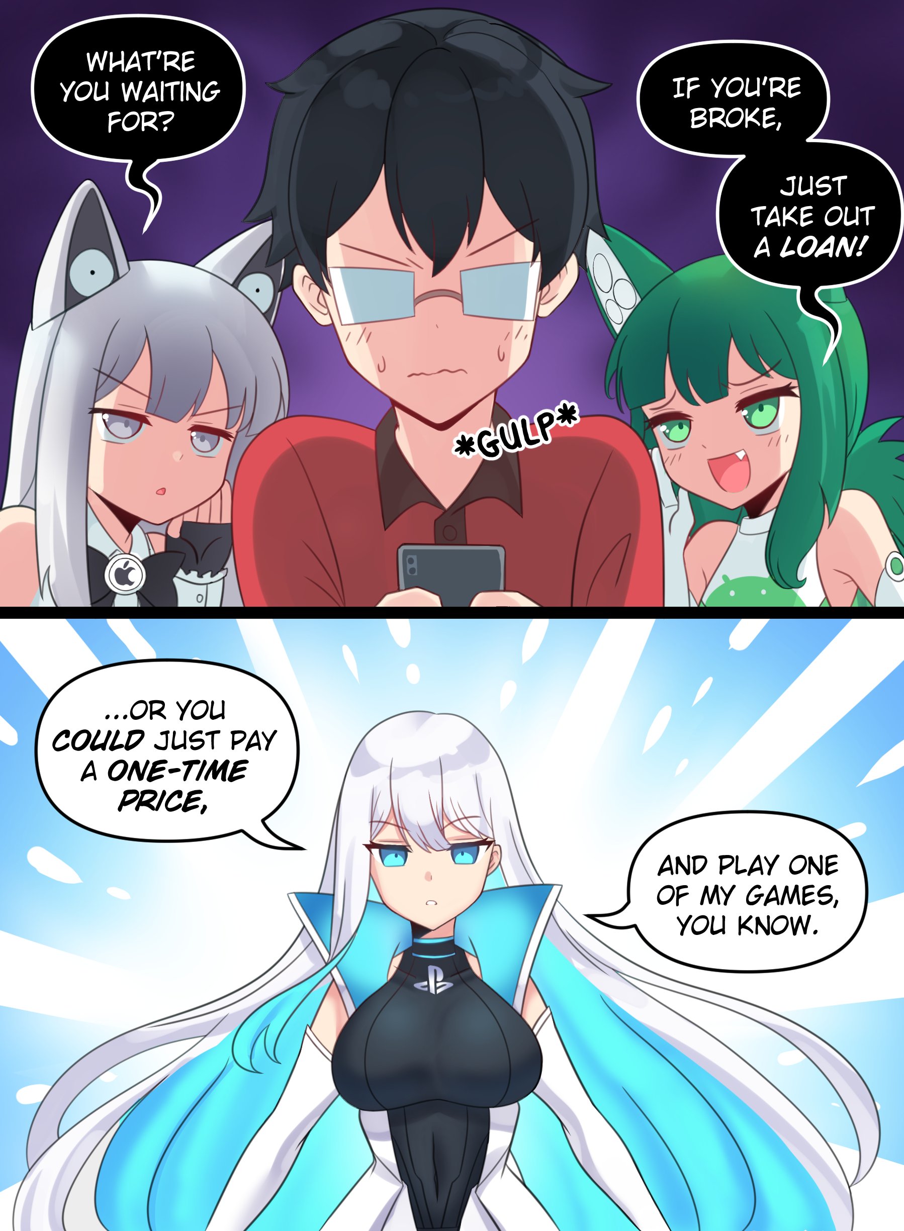 Meme Girls - Chapter 69.1: Ios &Amp; Android Bully You Into Buying Gacha