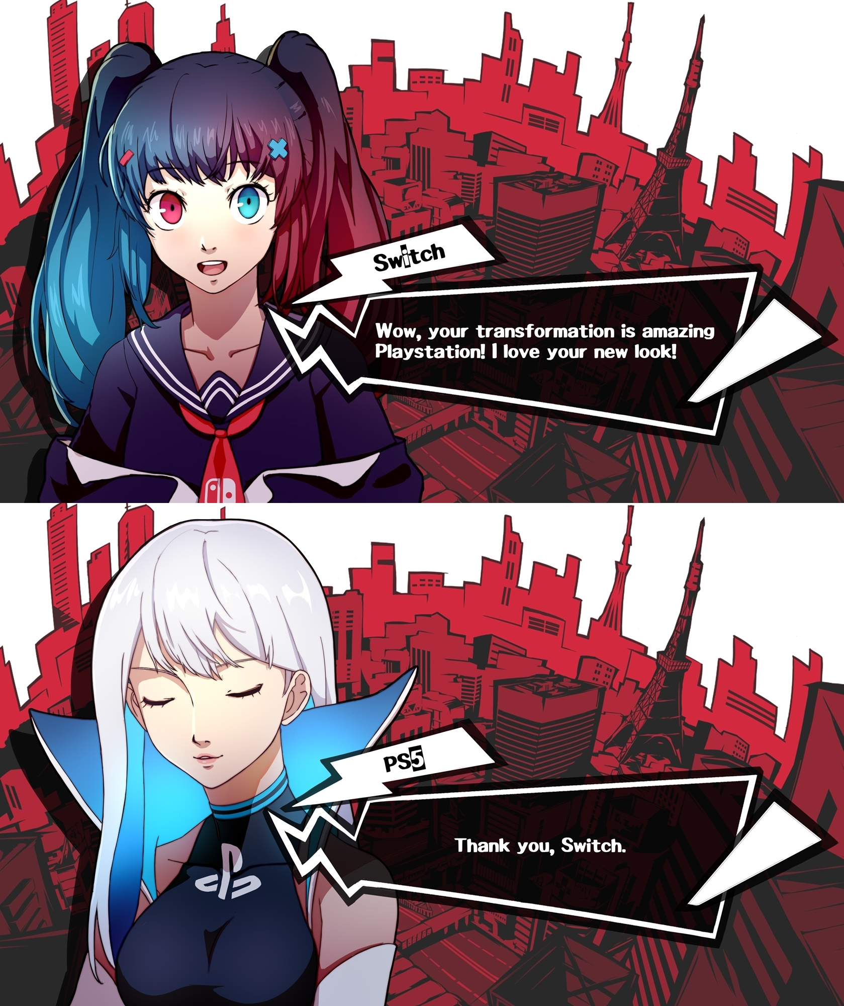 Meme Girls - Chapter 52.5: Persona 5 Style Playstation 5 And Switch Conversation (Art By Datcravat)