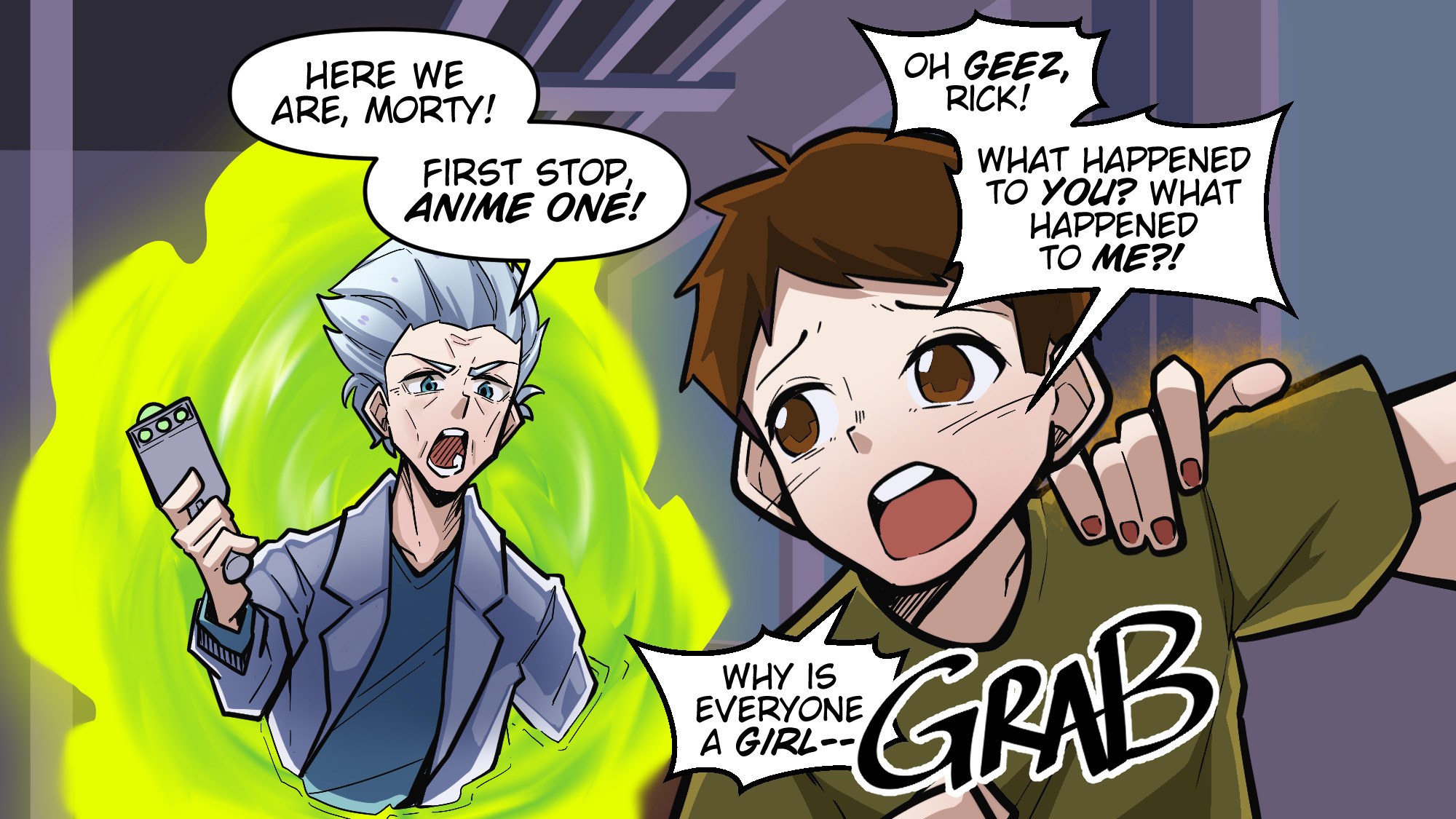 Meme Girls - Chapter 43.2: Rick &Amp; Morty Arrive In A 4 Panel Anime Comic (Art By Carillus)