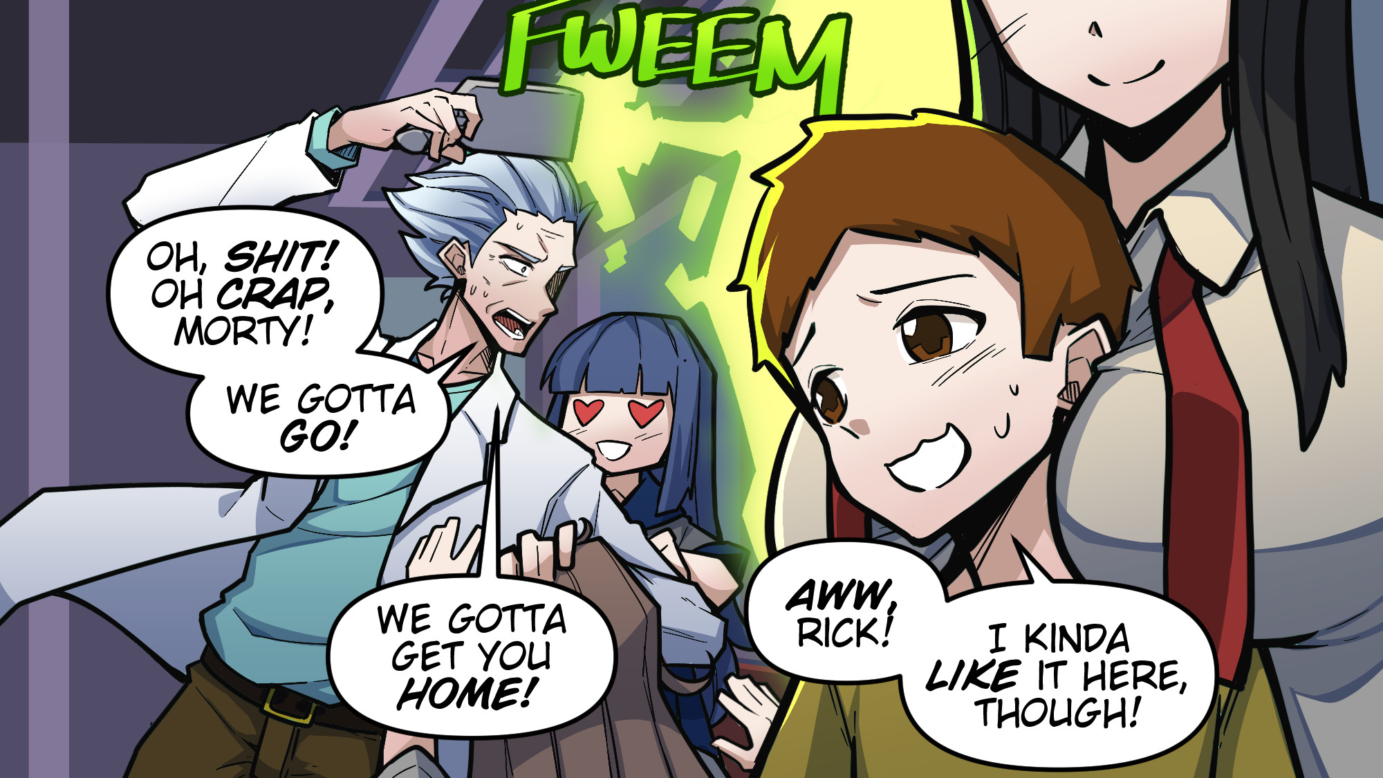 Meme Girls - Chapter 43.2: Rick &Amp; Morty Arrive In A 4 Panel Anime Comic (Art By Carillus)