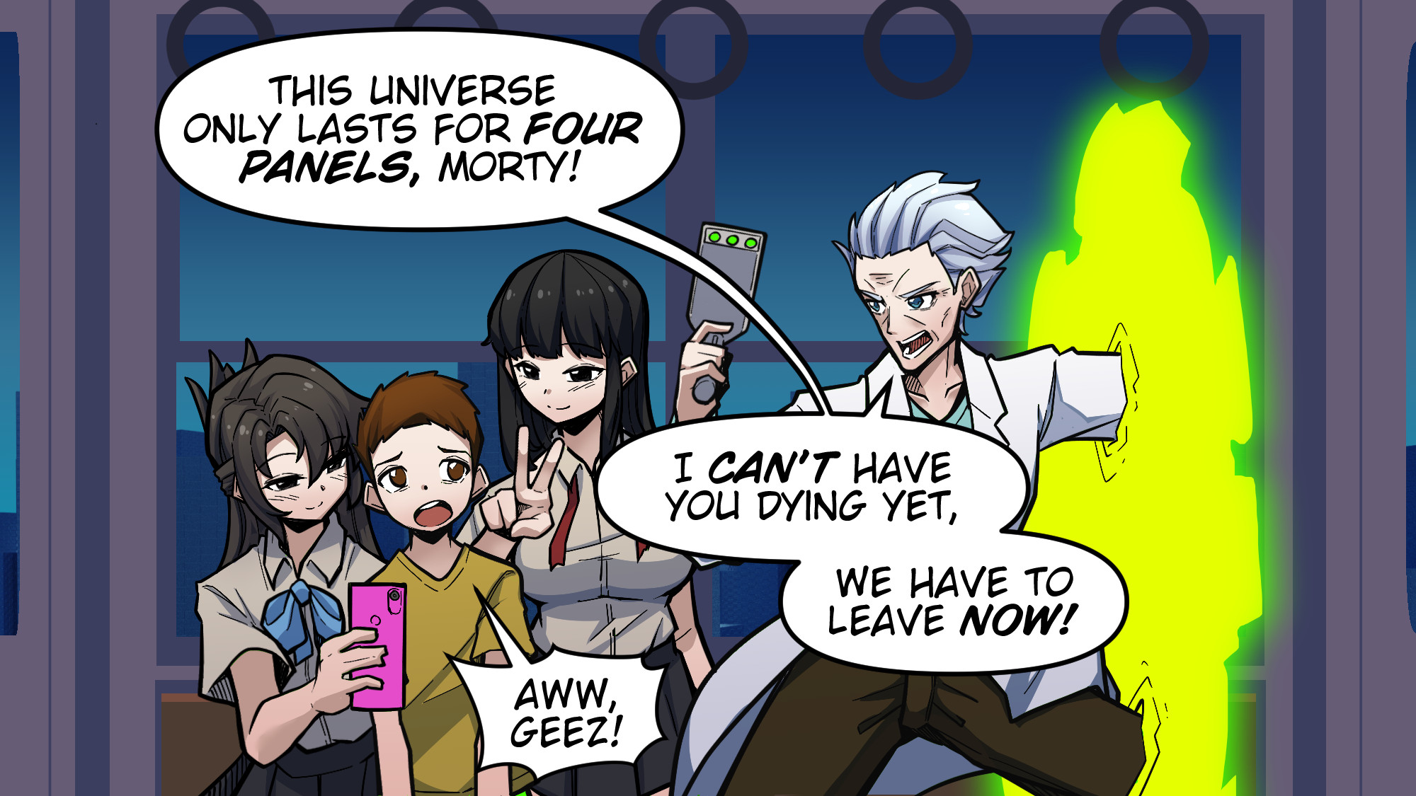 Meme Girls - Chapter 43.2: Rick &Amp; Morty Arrive In A 4 Panel Anime Comic (Art By Carillus)