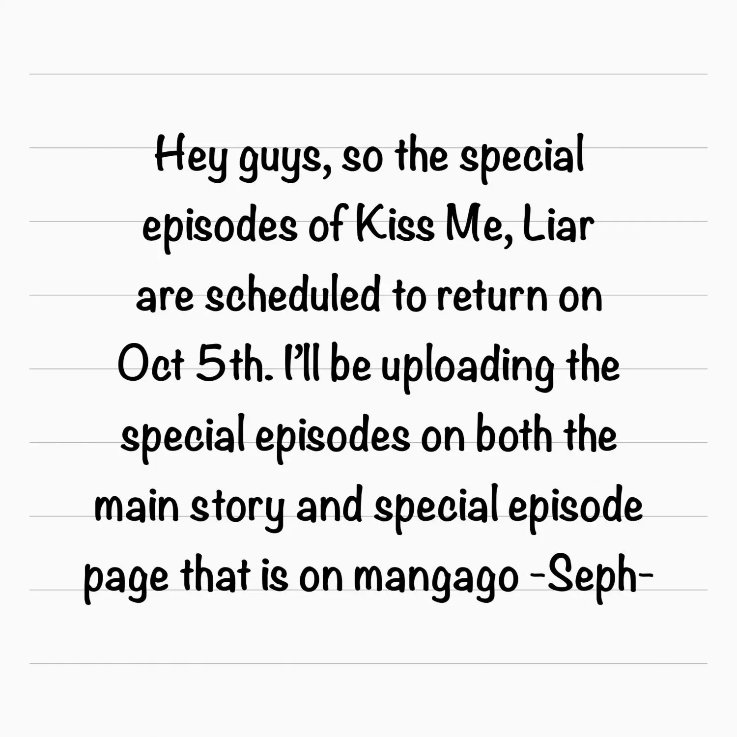 Kiss Me, Liar ( Special Episodes ) - Notice. : Official Special Chapter S