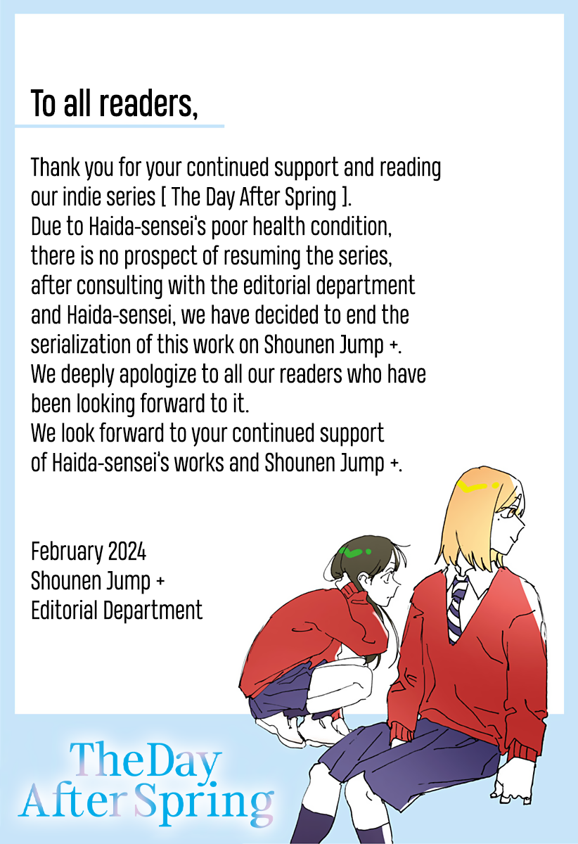 The Day After Spring - Vol.1 Chapter 8.3: Cancellation Notice