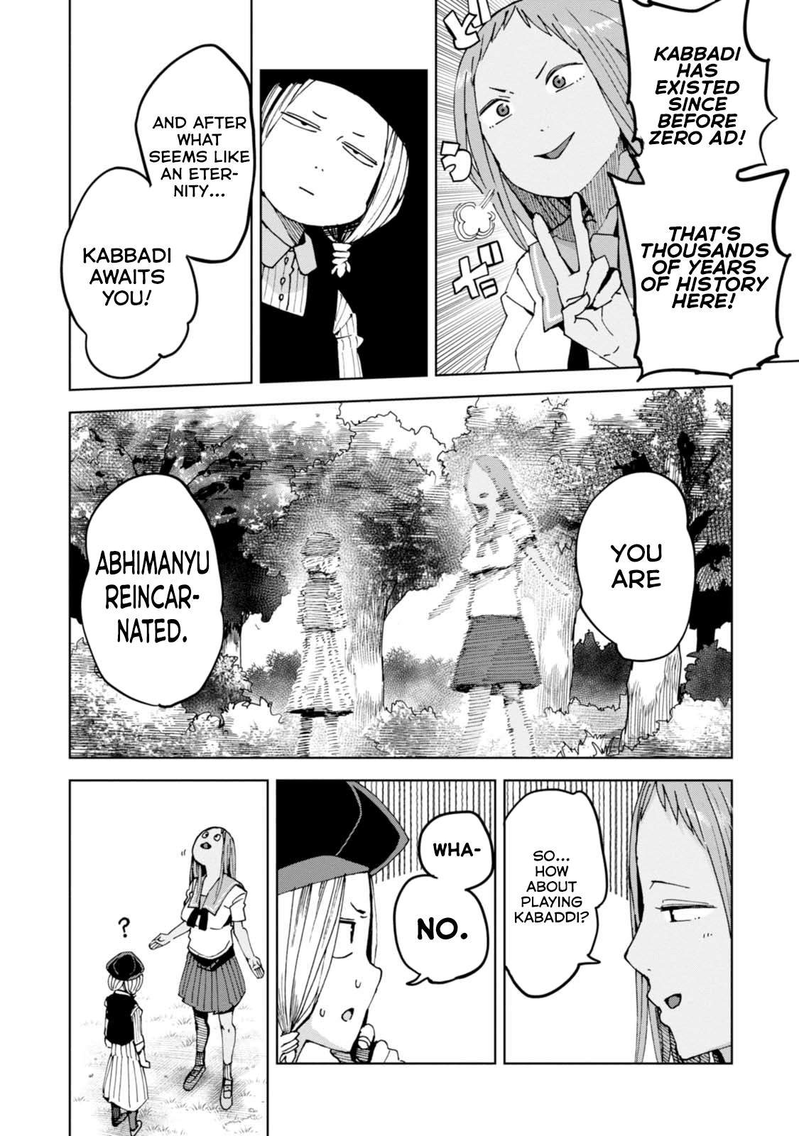 Chio-Chan No Tsuugakuro - Chapter 36: Chiharu, Kushitori-San, And Abhimanyu