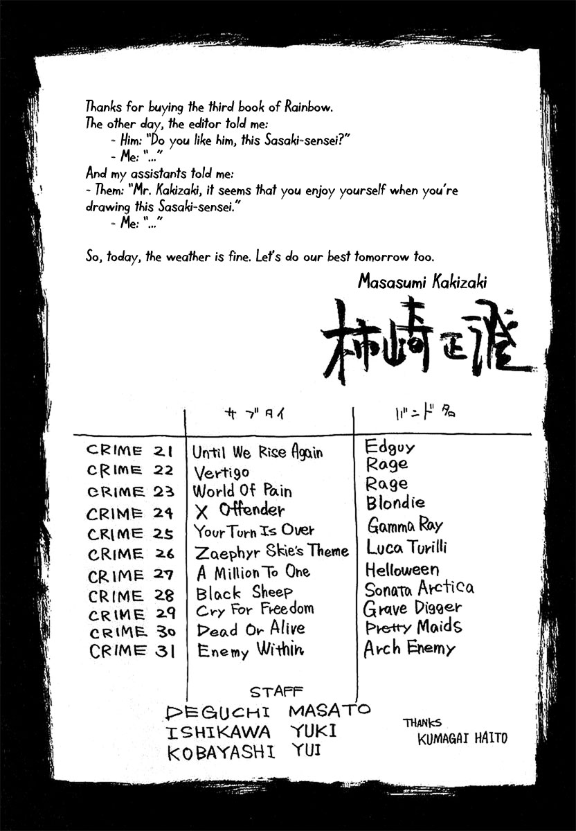 Rainbow - Chapter 235.2: Kakizaki Masasumi Author Notes