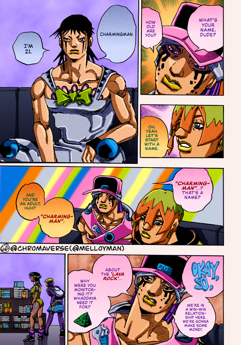 Jojo's Bizarre Adventure Part 9 - The Jojolands (Fan-Colored) - Chapter 12: His Name Is “Charmingman”