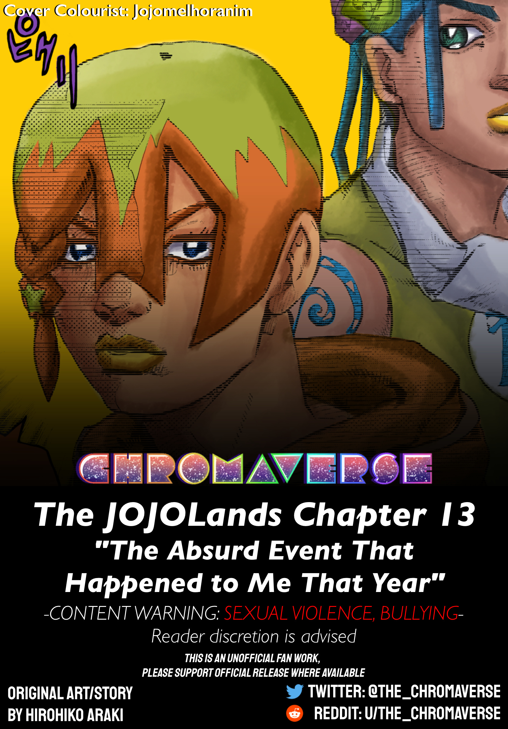 Jojo's Bizarre Adventure Part 9 - The Jojolands (Fan-Colored) - Chapter 13: "The Absurd Event That Happened To Me That Year"