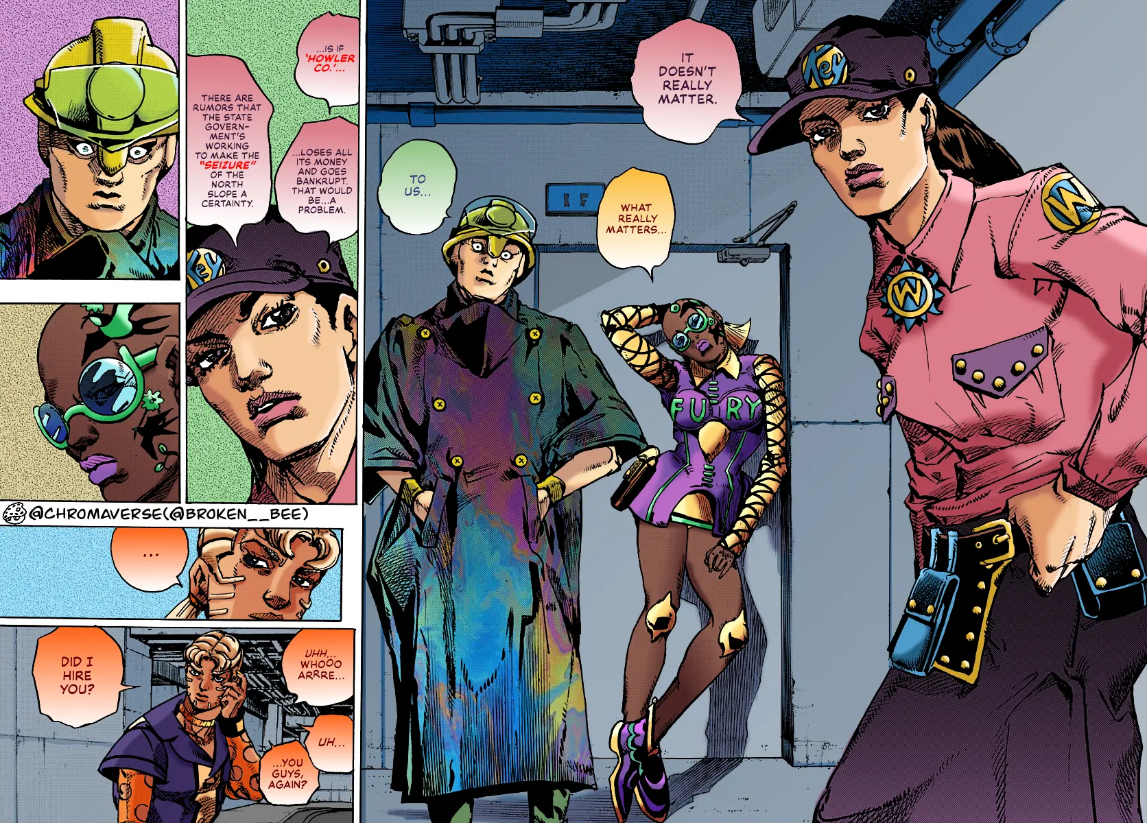 Jojo's Bizarre Adventure Part 9 - The Jojolands (Fan-Colored) - Chapter 21: Howler Company Impropriety Suspicions