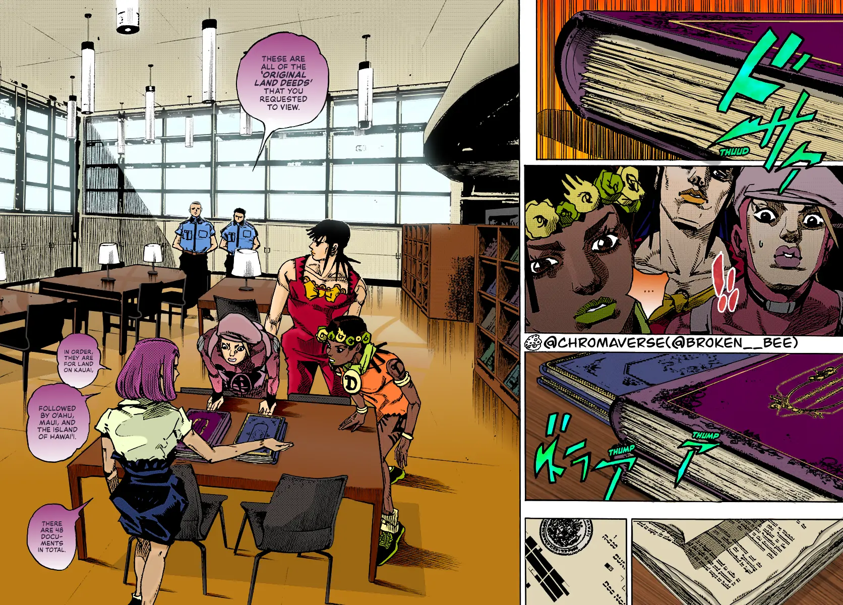 Jojo's Bizarre Adventure Part 9 - The Jojolands (Fan-Colored) - Chapter 14: The Hawaii State Land Registry Office