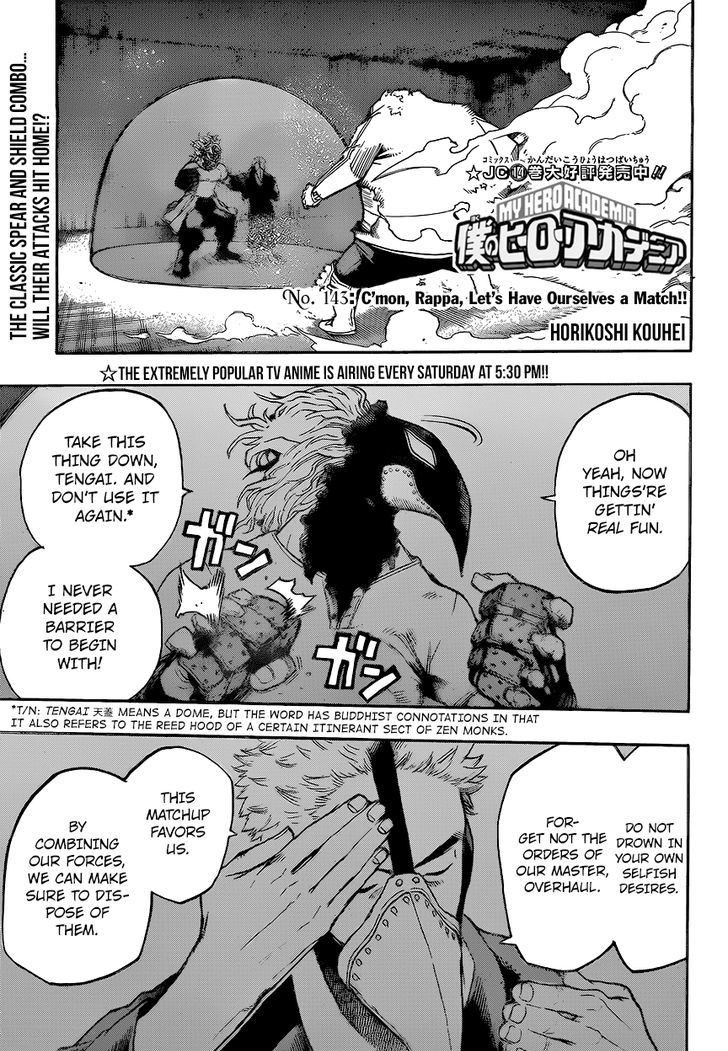 Boku No Hero Academia - Chapter 143 : C’mon, Rappa, Let’s Have Ourselves A Match!!